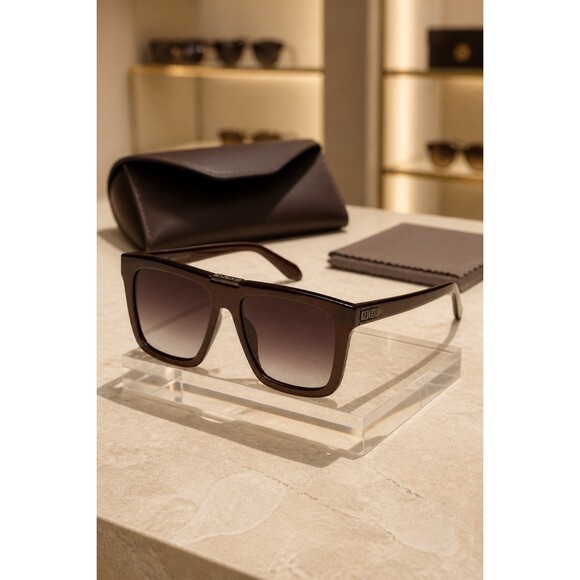 NWT QUAY Prescription Sunglasses Name Drop” Chocolate Frame/ Dark Choc Lens main image 4